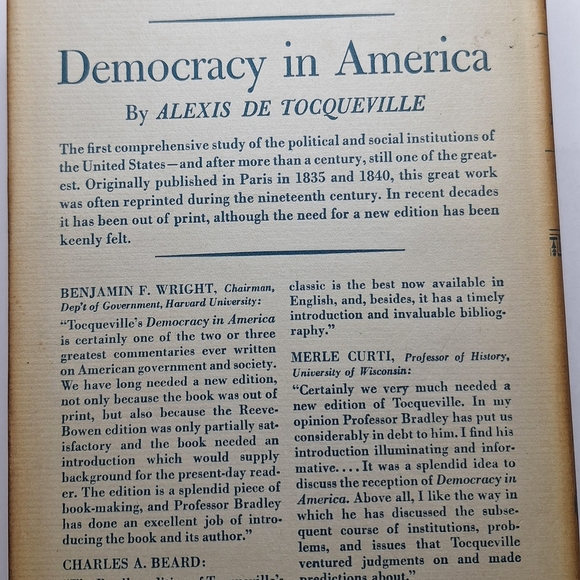 Democracy in America Alexis de Tocqueville 1945.Vol 2 Knopf Borzoi 2nd Printing - Picture 2 of 12